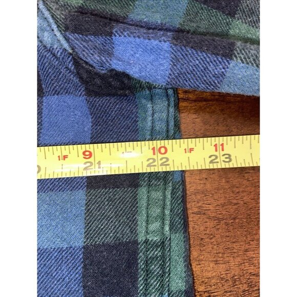 Eddie Bauer Button Up Shirt Mens Large Long Sleeve Plaid Flannel Blue Green - Picture 9 of 11